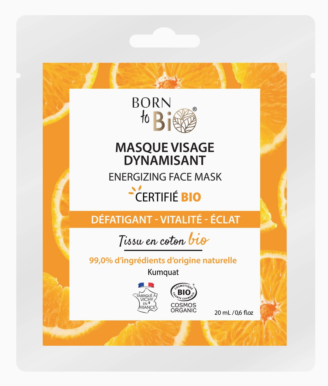 Masque visage en coton Bio - Dynamisant & Eclatant