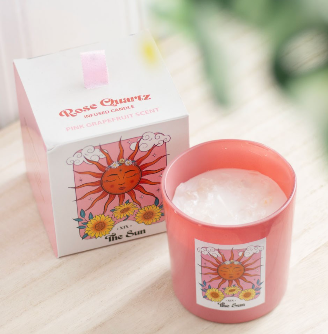 Bougie Soleil rose - Fruité & Quartz rose