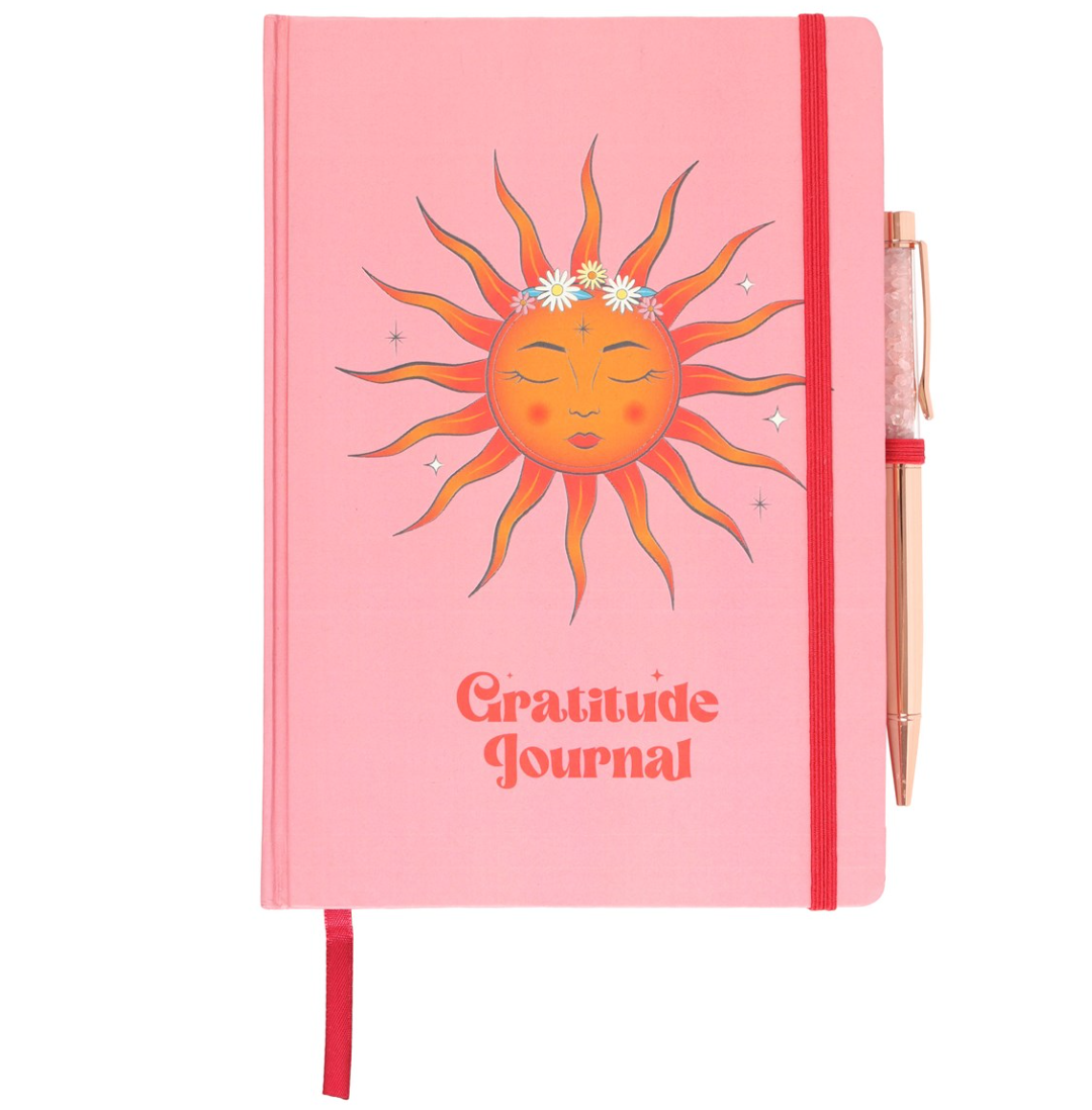 Carnet "Soleil rose" et son stylo en quartz rose