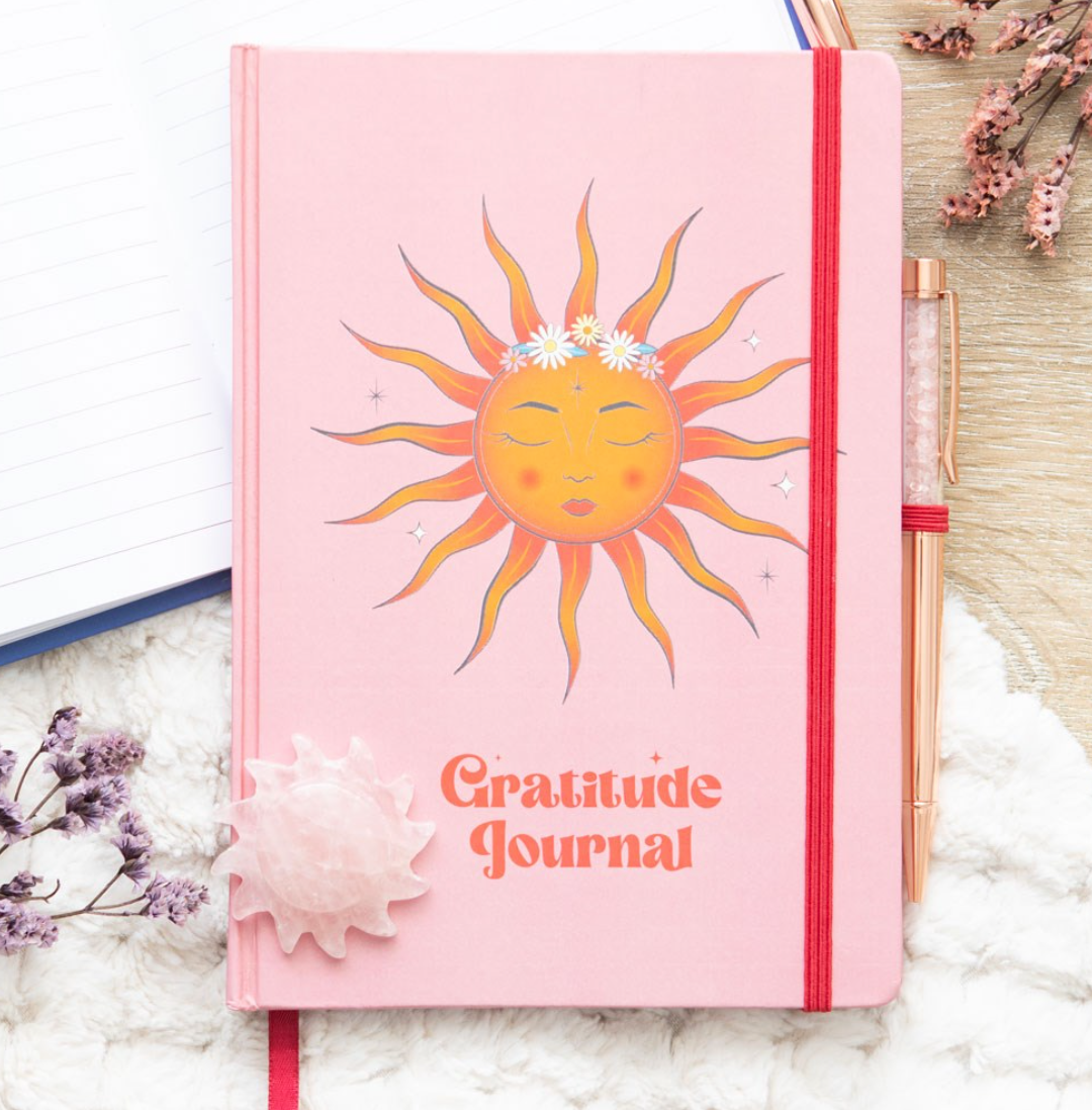 Carnet "Soleil rose" et son stylo en quartz rose